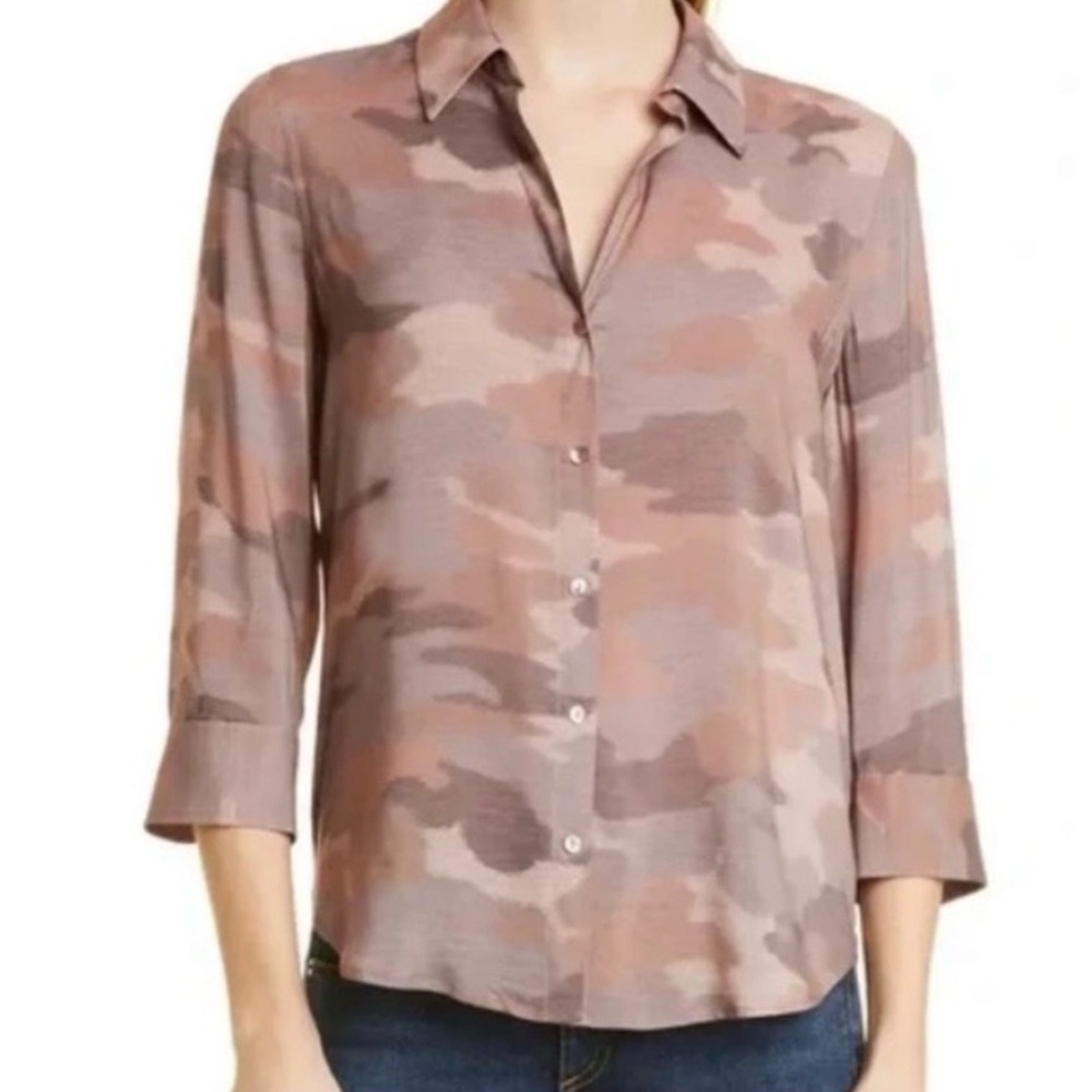 L'AGENCE Camille Dusty Pink Nude Camouflage Button Down Blouse Size Medium
